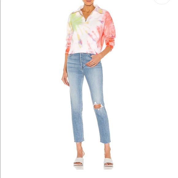 SOLD Re/Done 90s High Rise Ankle Crop in Worn Bright Blue - Picture 2 of 9